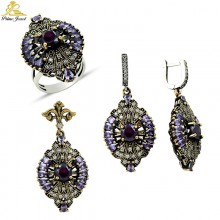 Gümüş Otantik Taşlı Set